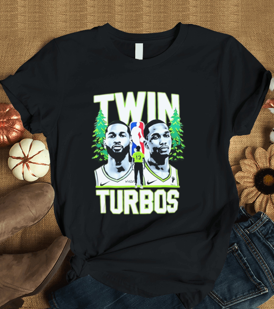 Twin Turbos Minnesota Timberwolves NBA Basketball Player Portraits T-Shirt