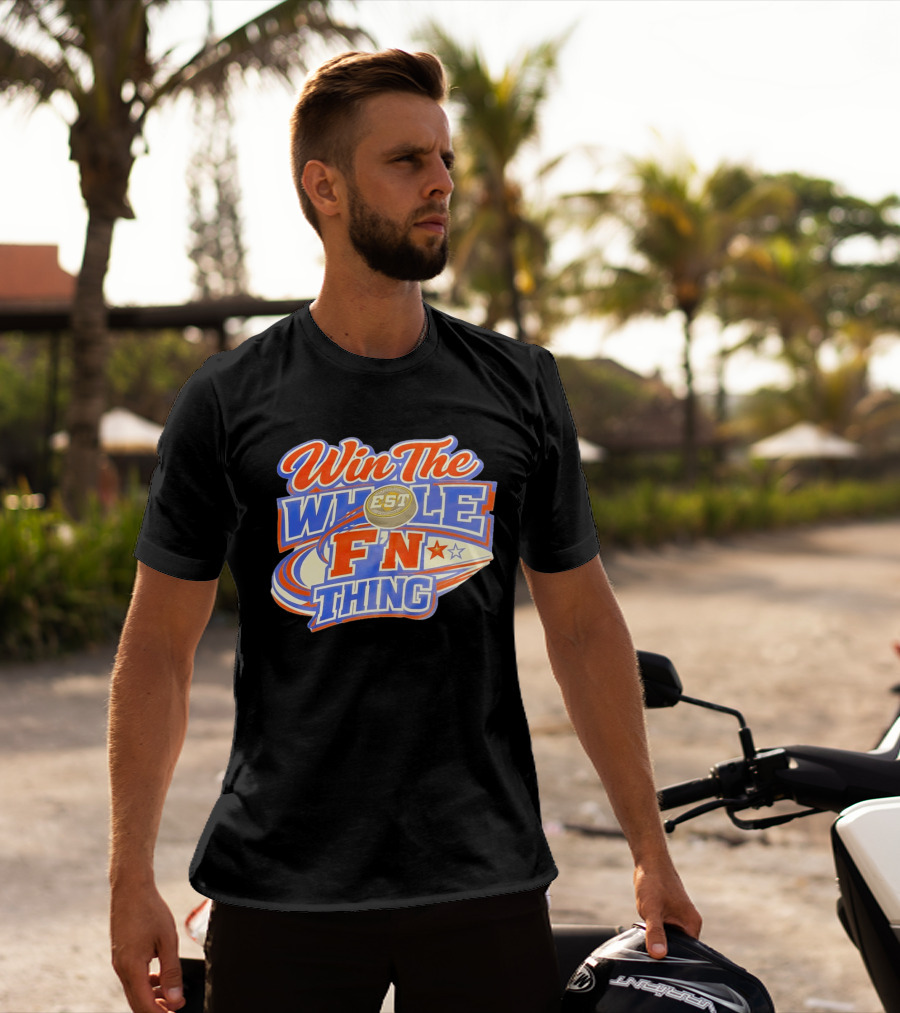 Win The Whole F'N Thing Hockey EST Red White Blue Stars T-Shirt