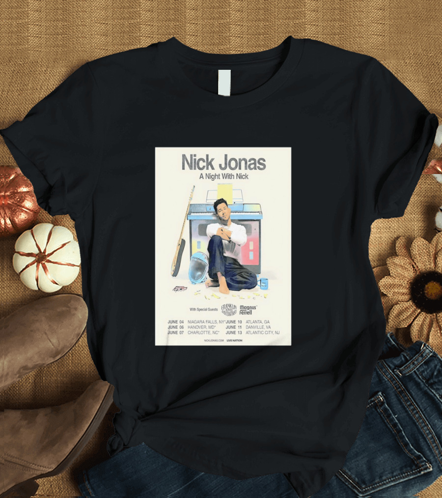 Nick Jonas A Night With Nick Tour 2026 Franklin Jonas Magnus Ferrell Live Nation T-Shirt