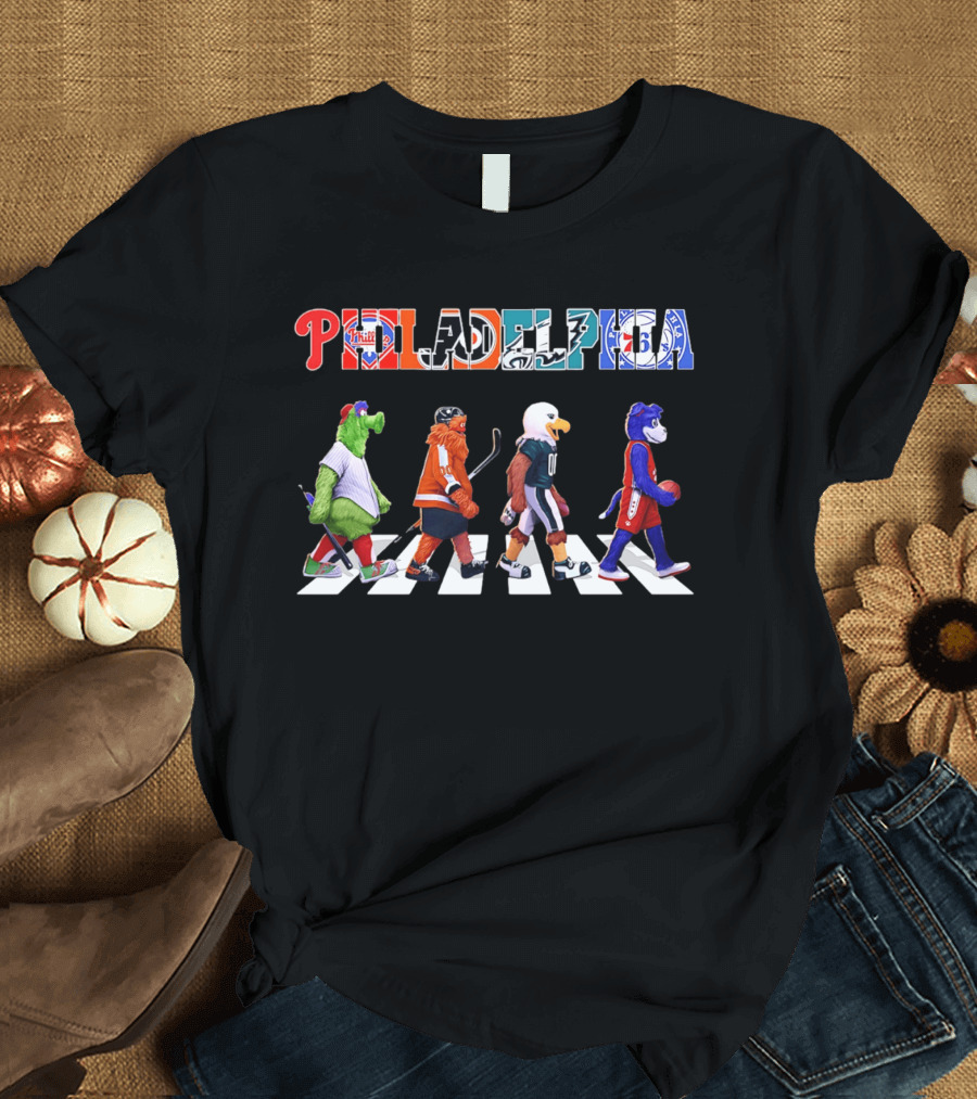 Philadelphia Phillies Flyers Eagles 76ers Mascots Sports Walk 2026 T-Shirt
