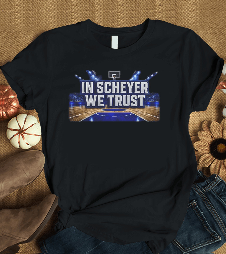 Duke Blue Devils In Scheyer We Trust Basketball Court Stadium Lights T-Shirt