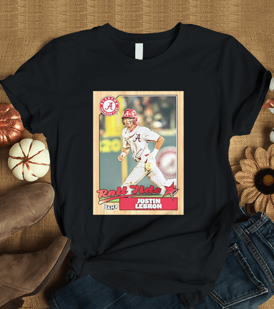 Justin Lebron Alabama Crimson Tide Roll Tide Bama Baseball Card T-Shirt