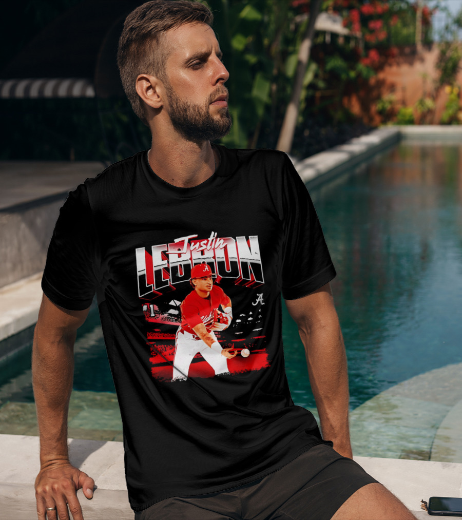 Justin Lebron Alabama Crimson Tide Baseball Player In Action T-Shirt