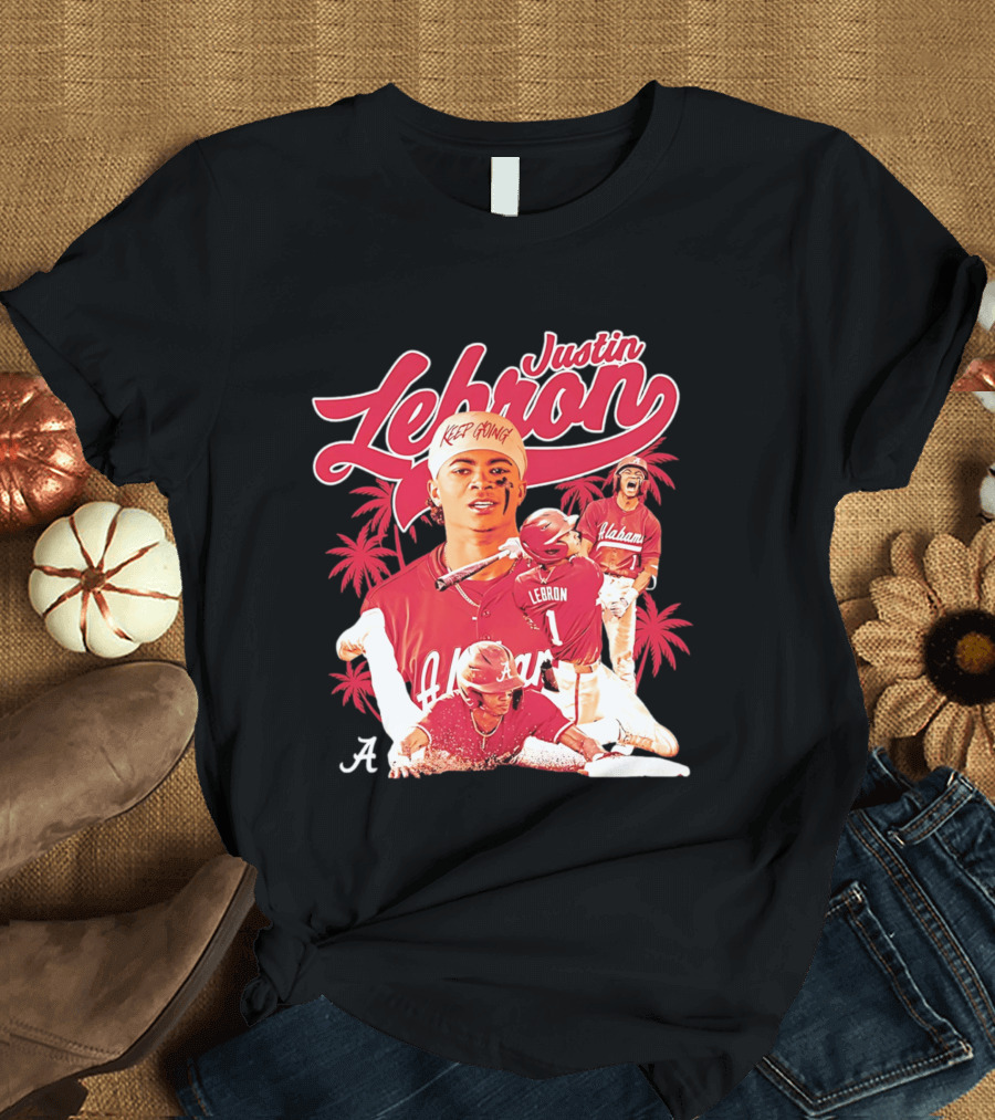 Justin Lebron Alabama Baseball Keep Going Collage T-Shirt