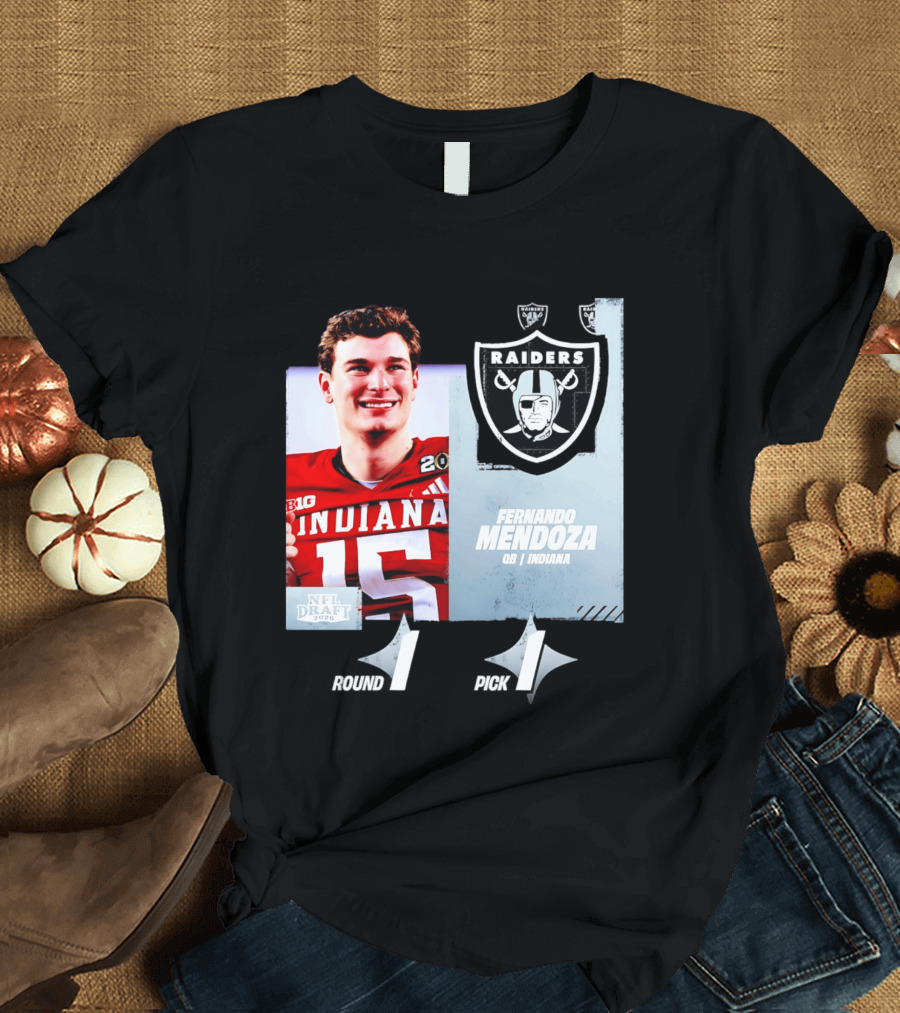 Fernando Mendoza QB Indiana Las Vegas Raiders NFL Draft 2026 Round 1 Pick 1 T-Shirt