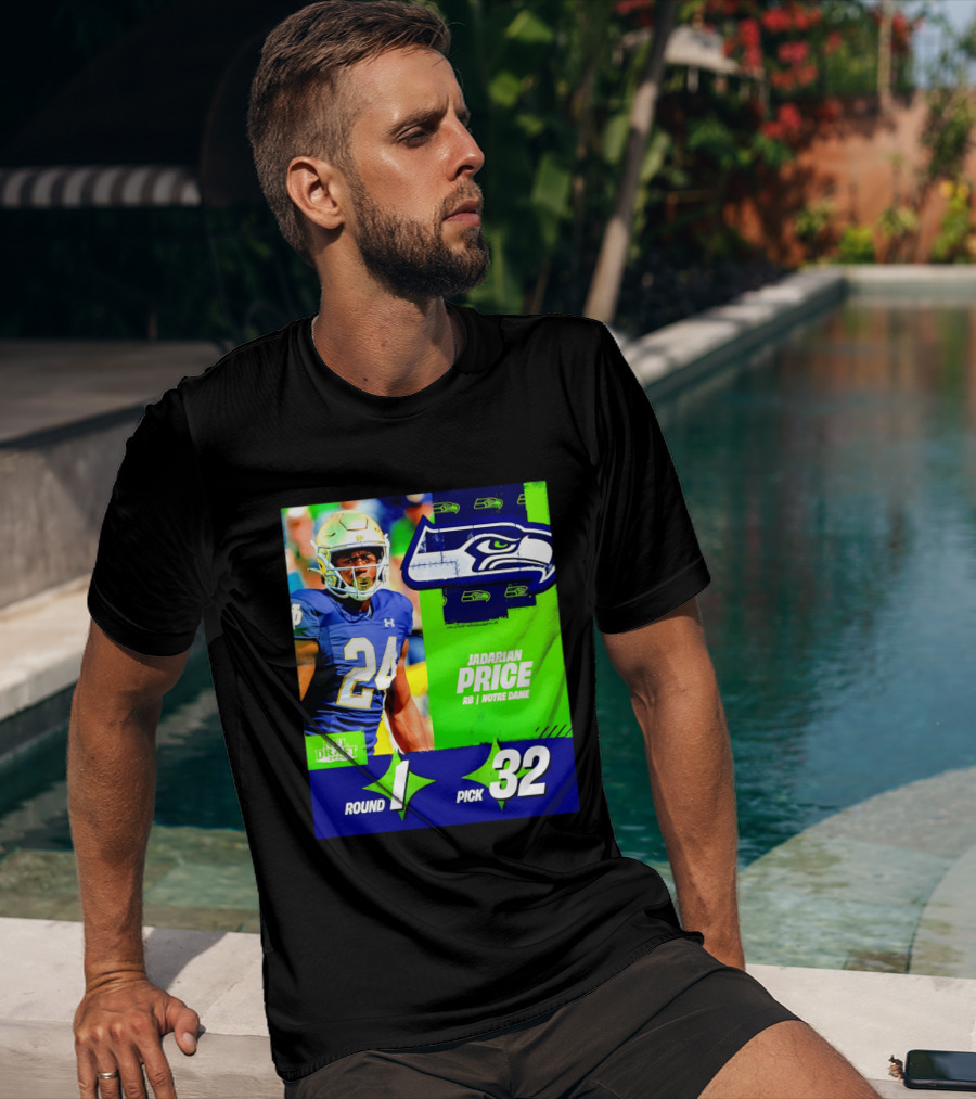 Seahawks Jadarian Price NFL Draft 2026 Round 1 Pick 32 Notre Dame T-Shirt