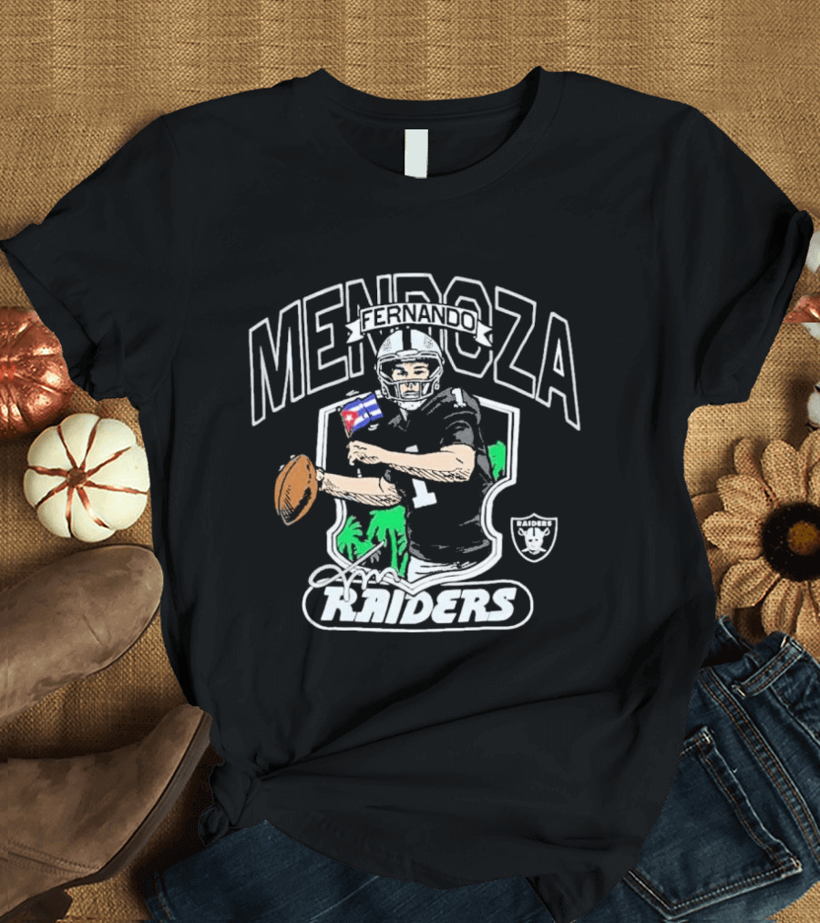 Fernando Mendoza Las Vegas Raiders Football Player Caricature T-Shirt