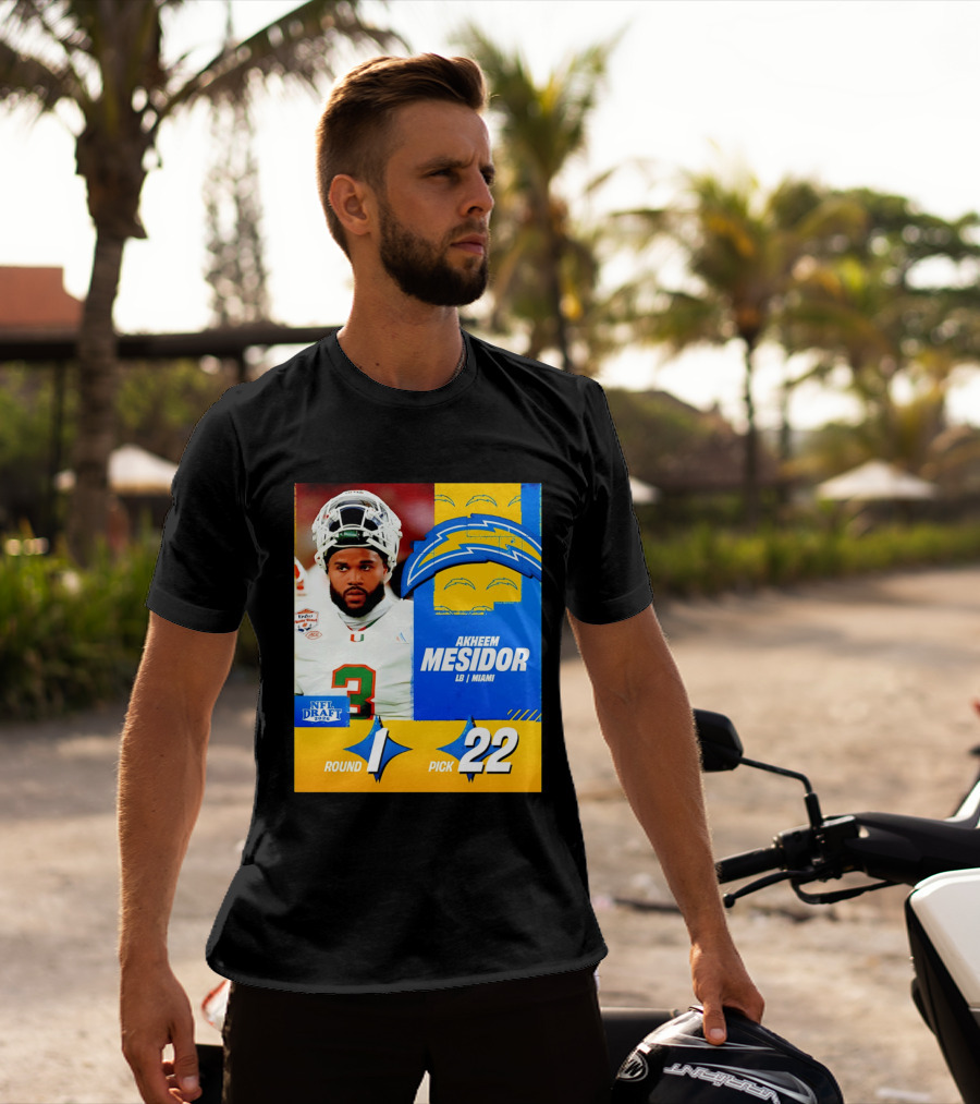 NFL Draft 2026 Los Angeles Chargers Akheem Mesidor Round 1 Pick 22 T-Shirt