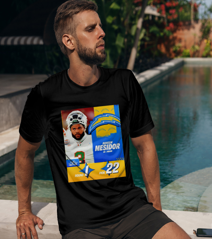 NFL Draft 2026 Los Angeles Chargers Akheem Mesidor Round 1 Pick 22 T-Shirt