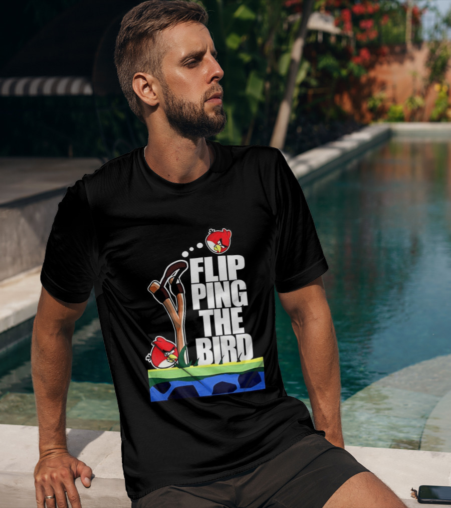 Flipping The Bird Angry Slingshot Birds T-Shirt