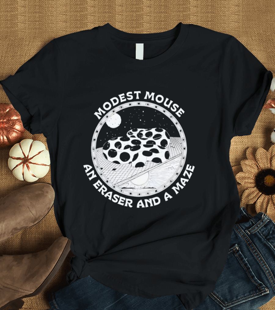 Modest Mouse An Eraser And A Maze Circle Moon Stars Maze T-Shirt