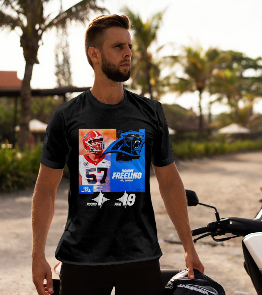 Monroe Freeling Georgia OT Round 1 Pick 19 Carolina Panthers 2026 NFL Draft T-Shirt