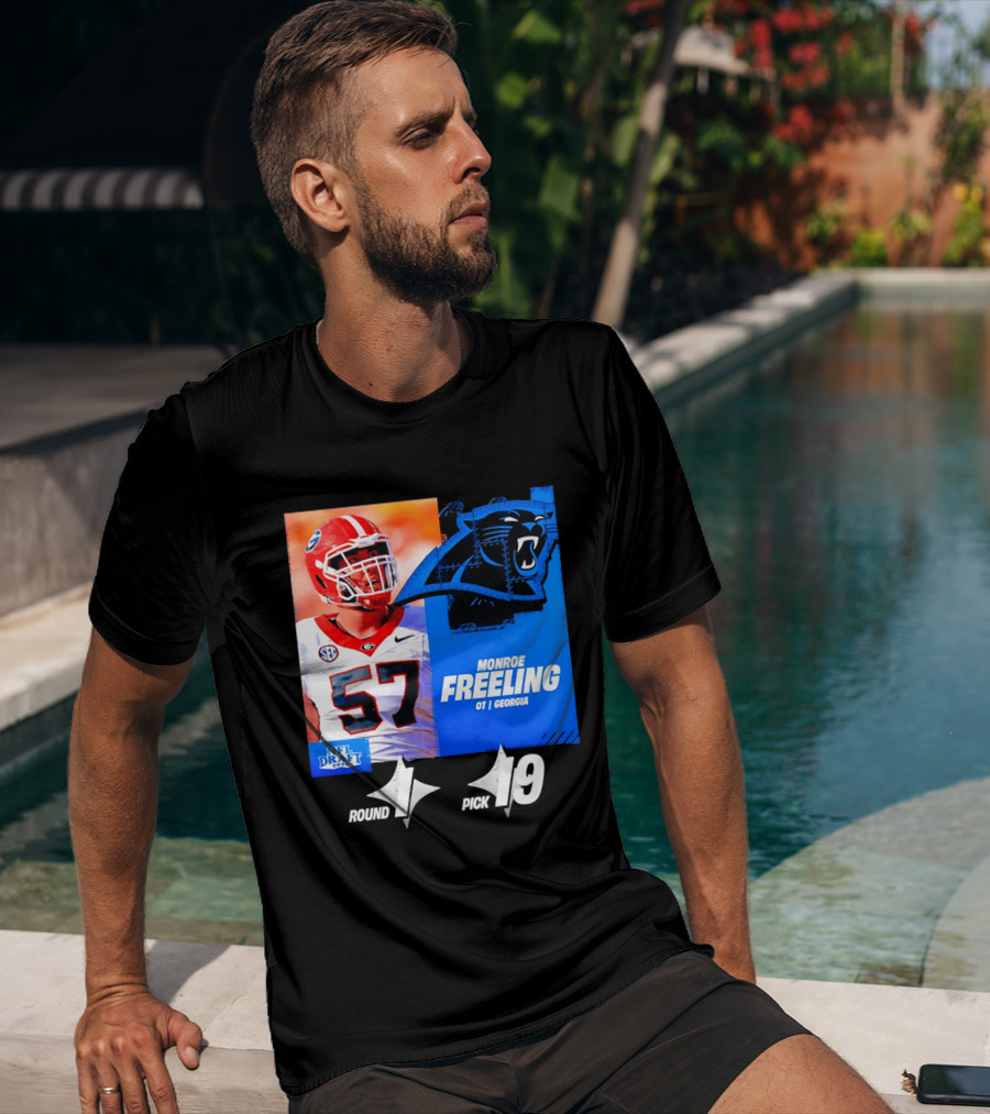 Monroe Freeling Georgia OT Round 1 Pick 19 Carolina Panthers 2026 NFL Draft T-Shirt
