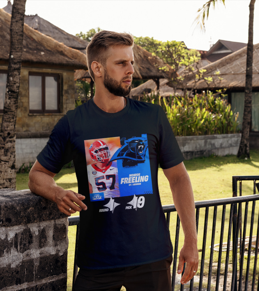 Monroe Freeling Georgia OT Round 1 Pick 19 Carolina Panthers 2026 NFL Draft T-Shirt
