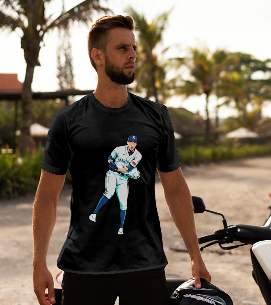 Mariners Gogan Gilbert Baseball Pitcher Action Scene T-Shirt