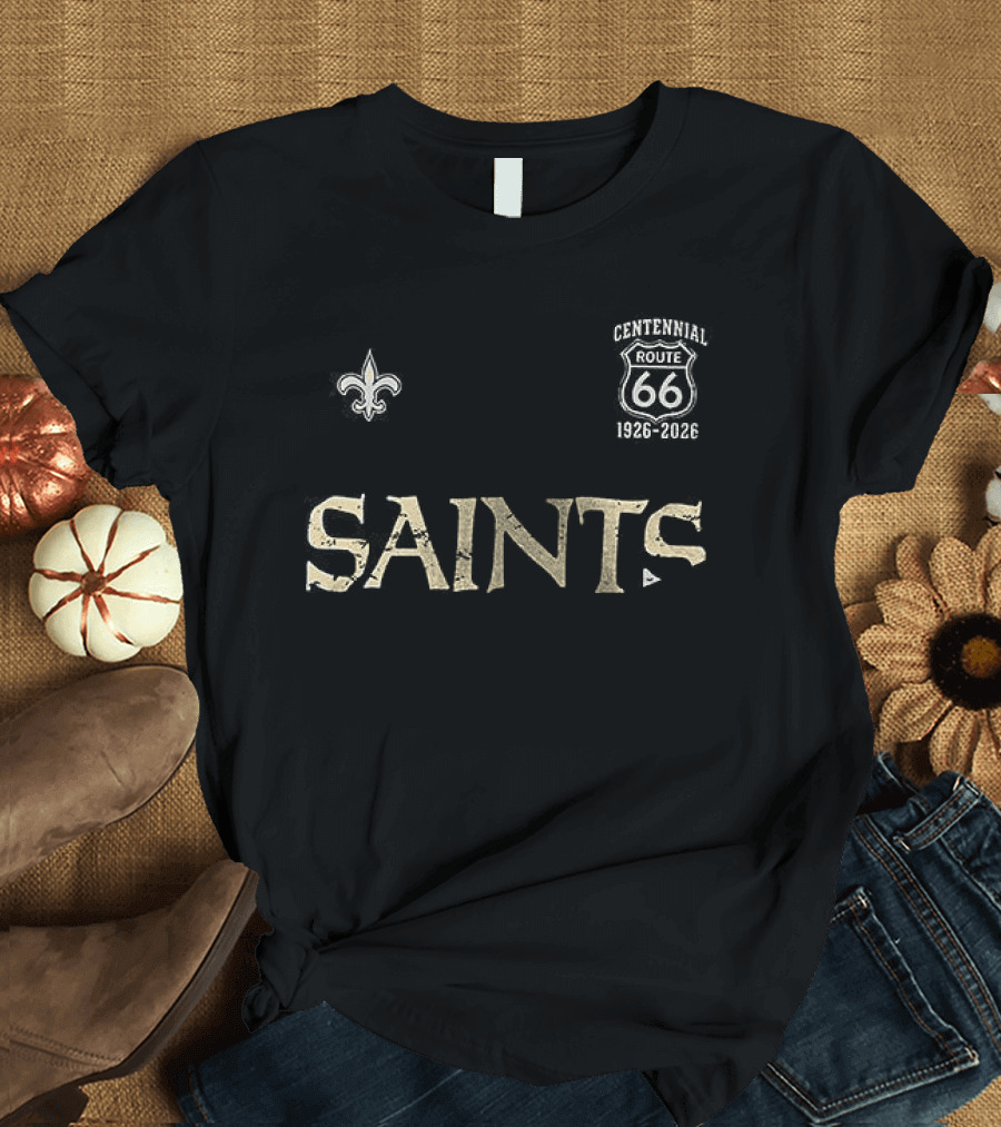 New Orleans Saints Route 66 Centennial 100th Anniversary Fleur De Lis T-Shirt