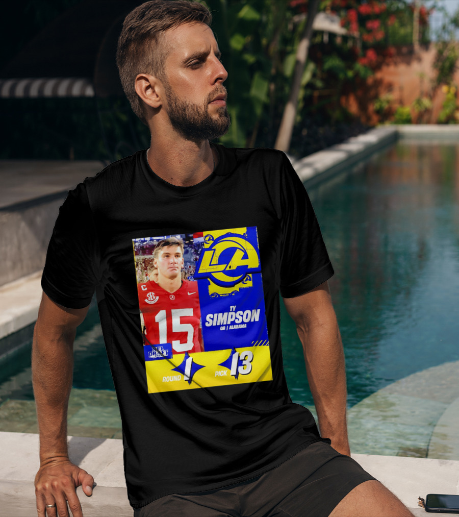 Ty Simpson Los Angeles Rams NFL Draft 2026 Round 1 Pick 13 Alabama T-Shirt