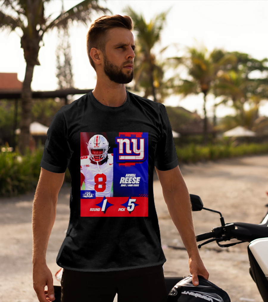 New York Giants NFL Draft 2026 Arvell Reese Ohio State Round 1 Pick 5 T-Shirt