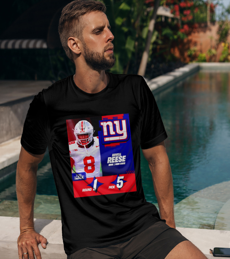 New York Giants NFL Draft 2026 Arvell Reese Ohio State Round 1 Pick 5 T-Shirt