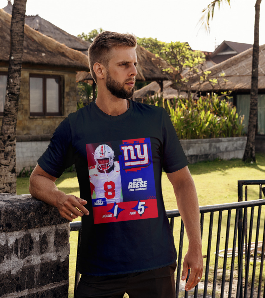 New York Giants NFL Draft 2026 Arvell Reese Ohio State Round 1 Pick 5 T-Shirt