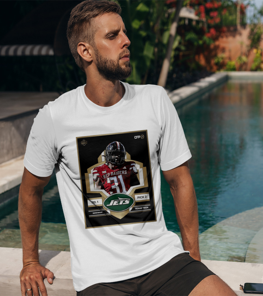 New York Jets Draft 2026 Texas Tech Red Raiders David Bailey Round 1 Pick 2 T-Shirt