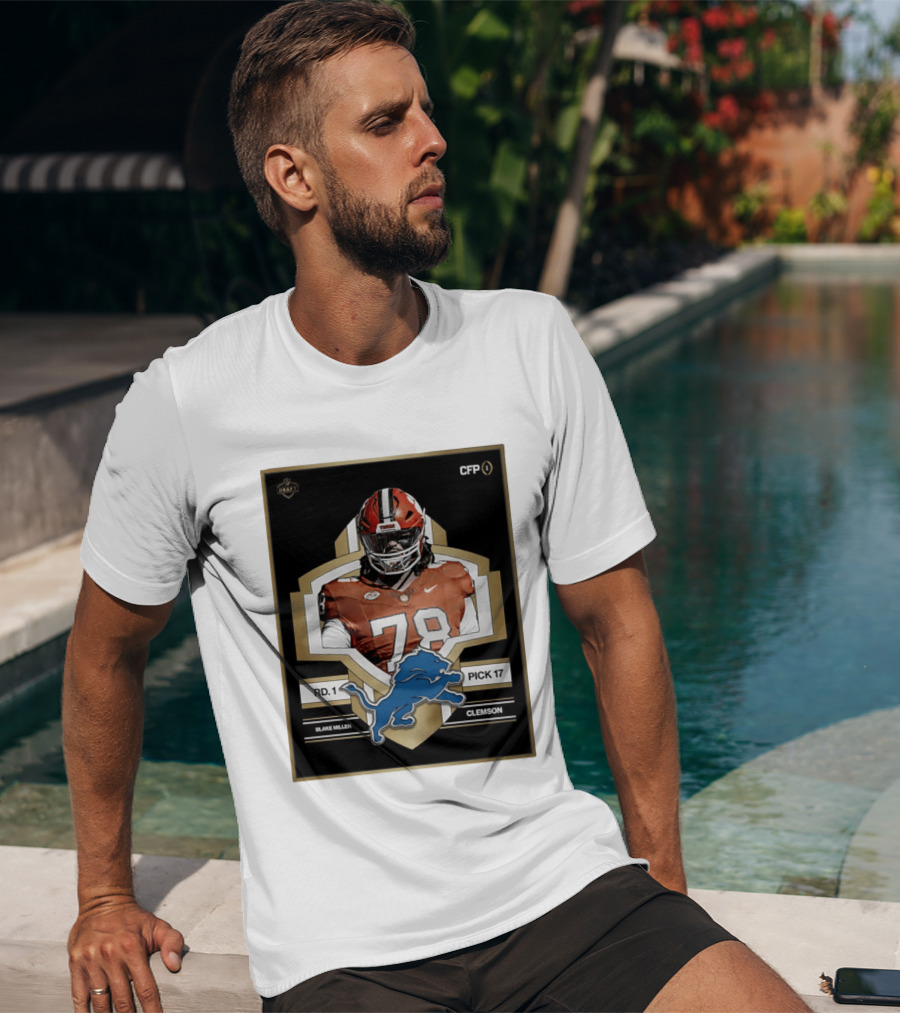 Detroit Lions NFL Draft 2026 Pick 17 Blake Miller Clemson Tigers Round 1 T-Shirt