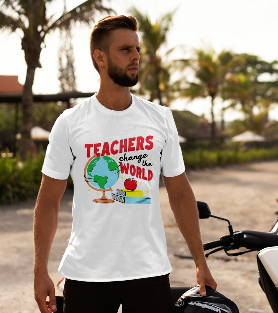 Teachers Change The World Globe Book Apple T-Shirt