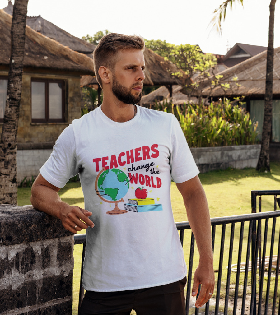 Teachers Change The World Globe Book Apple T-Shirt