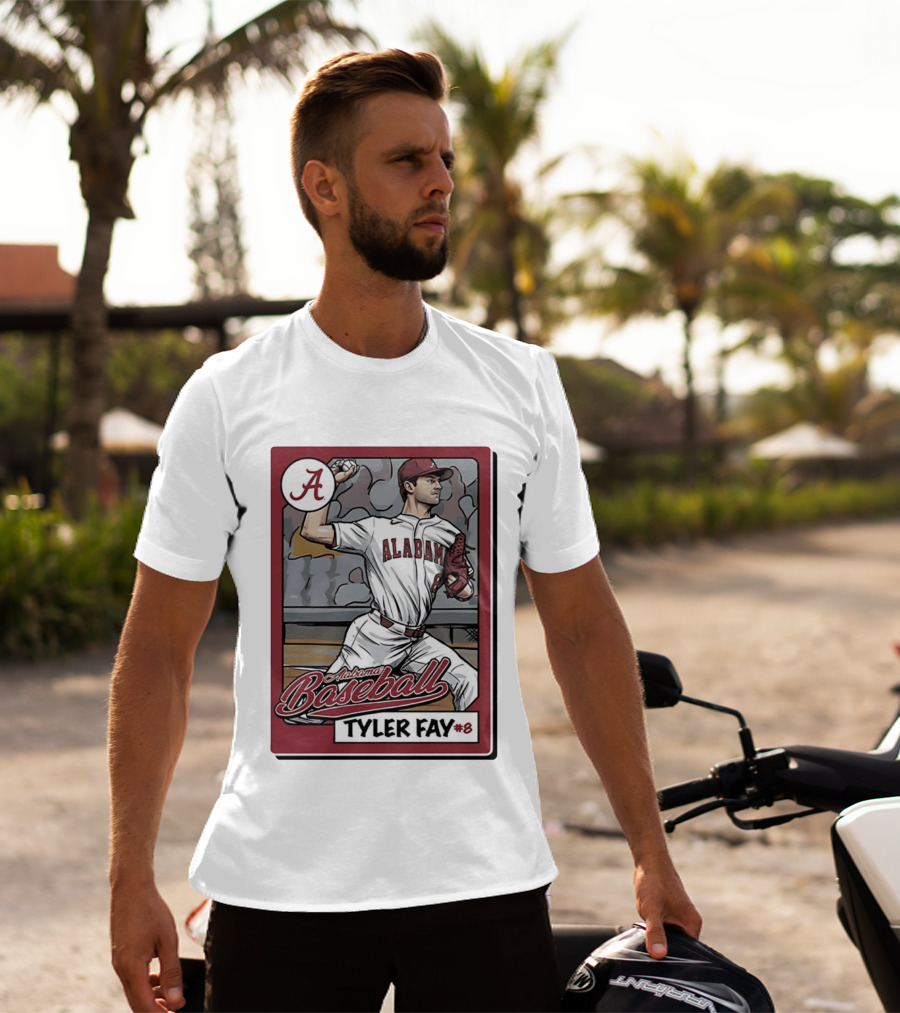 Alabama Crimson Tide Baseball Tyler Fay #8 Cartoon Card T-Shirt