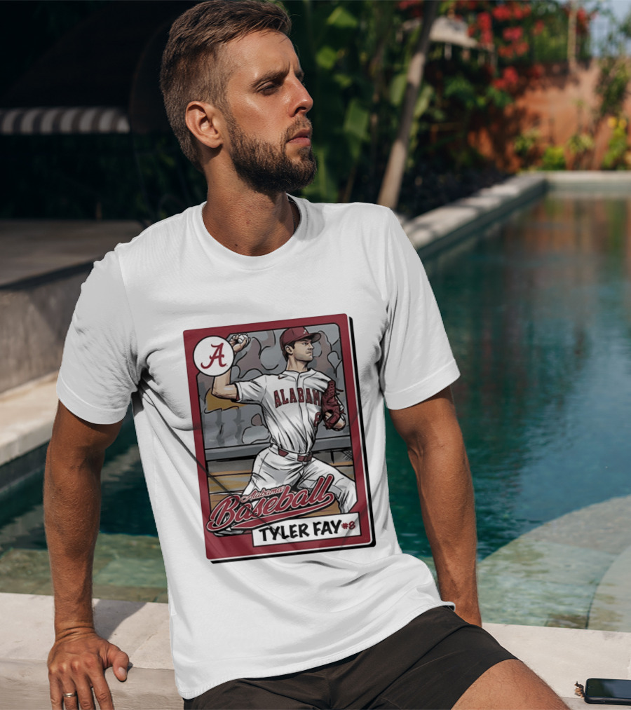 Alabama Crimson Tide Baseball Tyler Fay #8 Cartoon Card T-Shirt