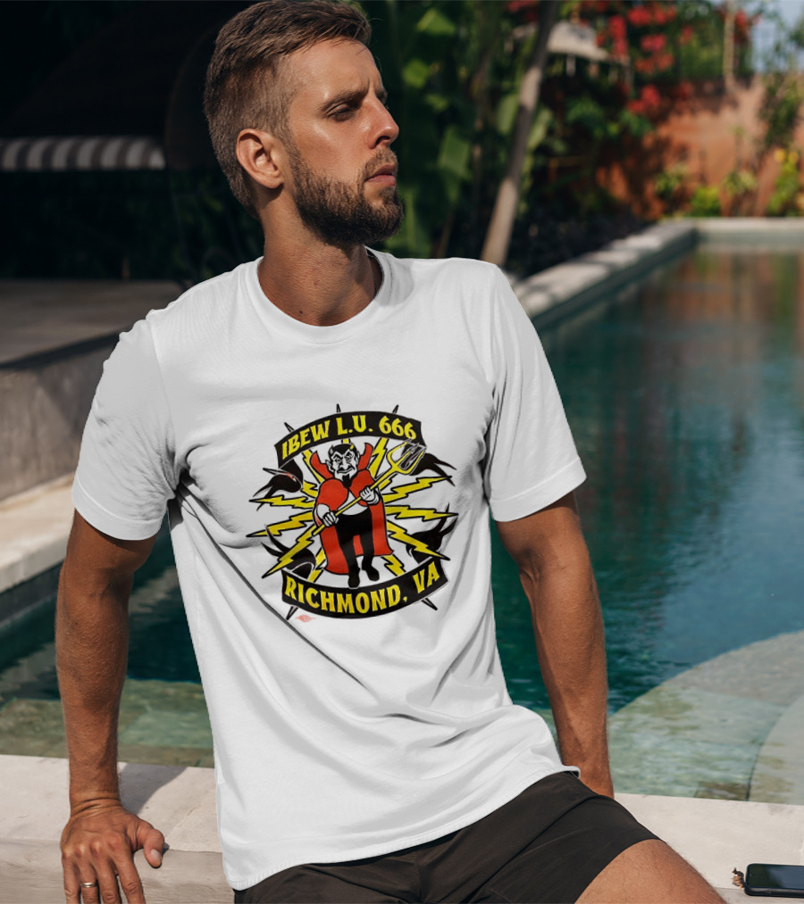 IBEW LU 666 Richmond VA Devil With Pitchfork And Lightning Bolts T-Shirt