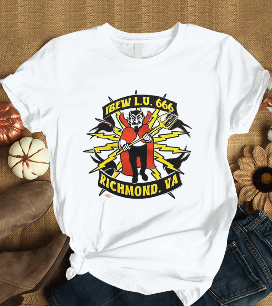 IBEW LU 666 Richmond VA Devil With Pitchfork And Lightning Bolts T-Shirt