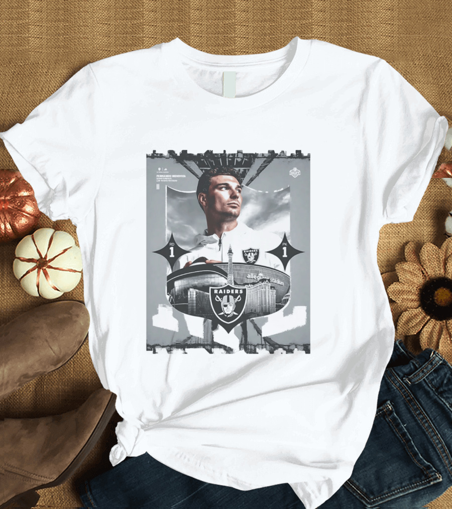 Las Vegas Raiders Quarterback Fernando Mendoza Allegiant Stadium 2026 T-Shirt