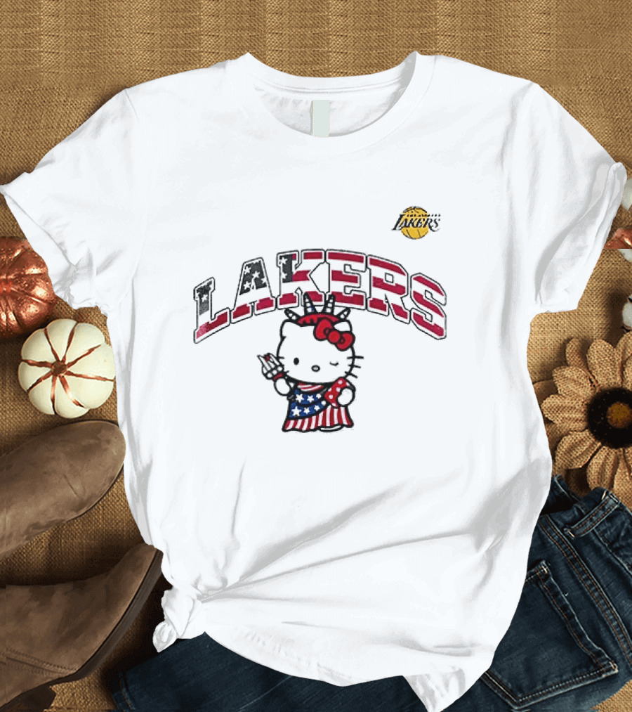 Los Angeles Lakers Hello Kitty Independence Day 1776 Celebration T-Shirt
