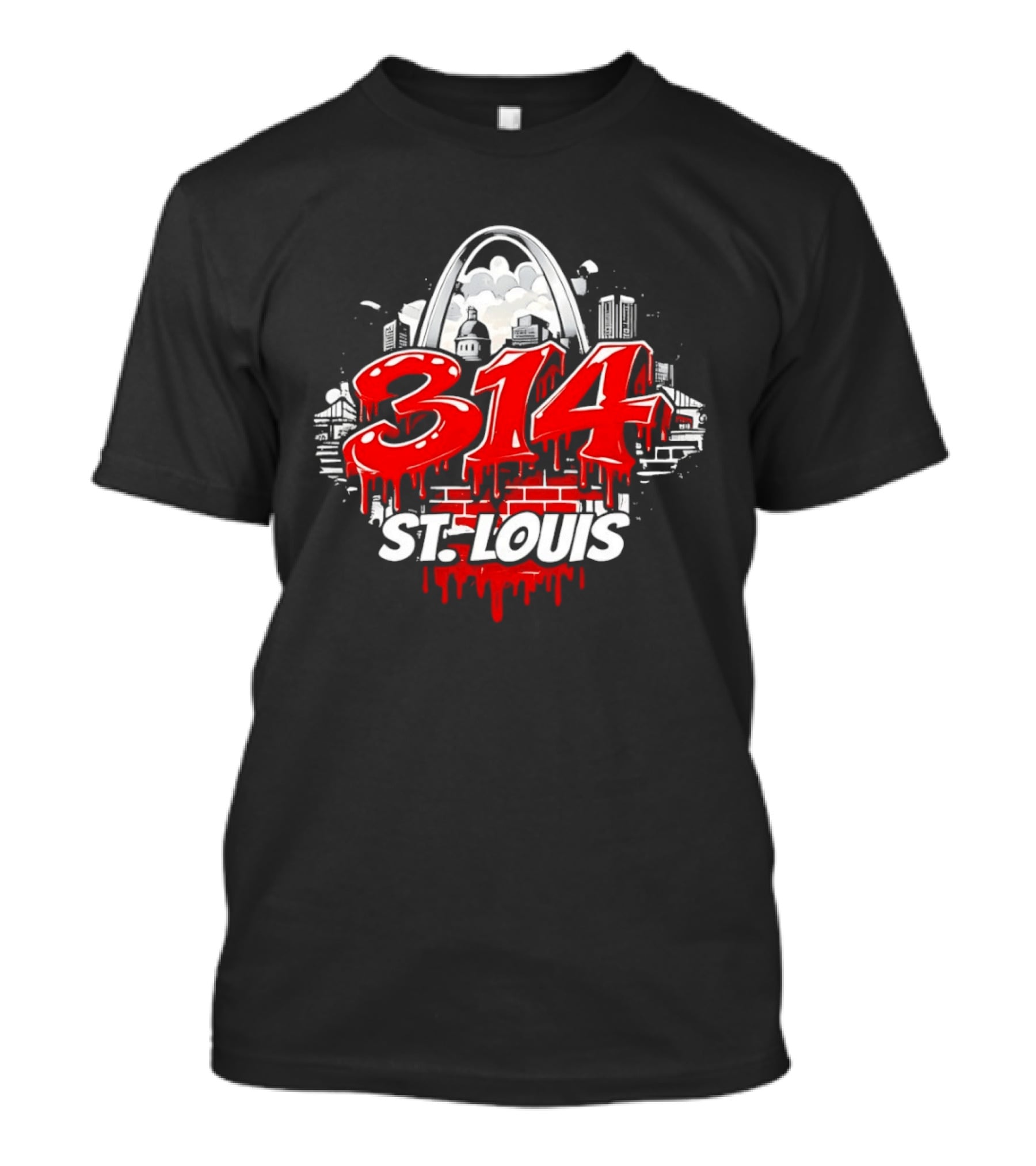 314 St Louis Blood Melting Skyline Arch Brick Wall T-Shirt