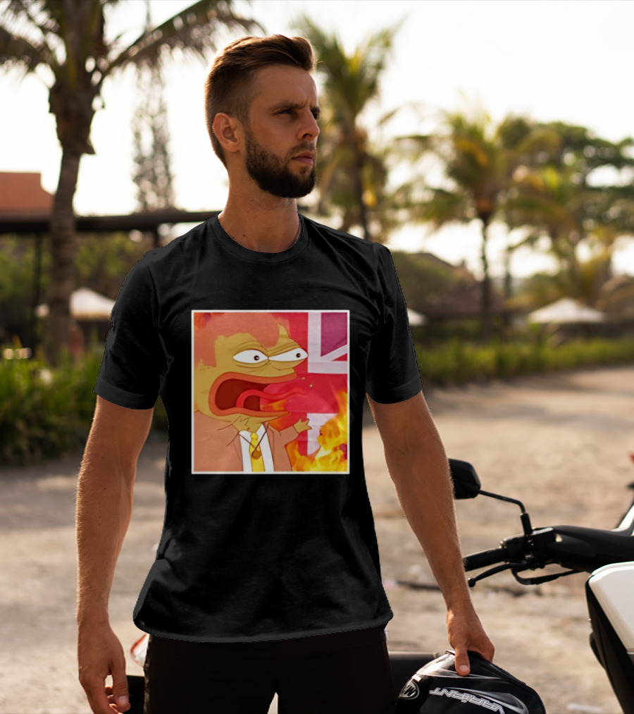 Frog Meme Flaming UK Flag Reaction T-Shirt