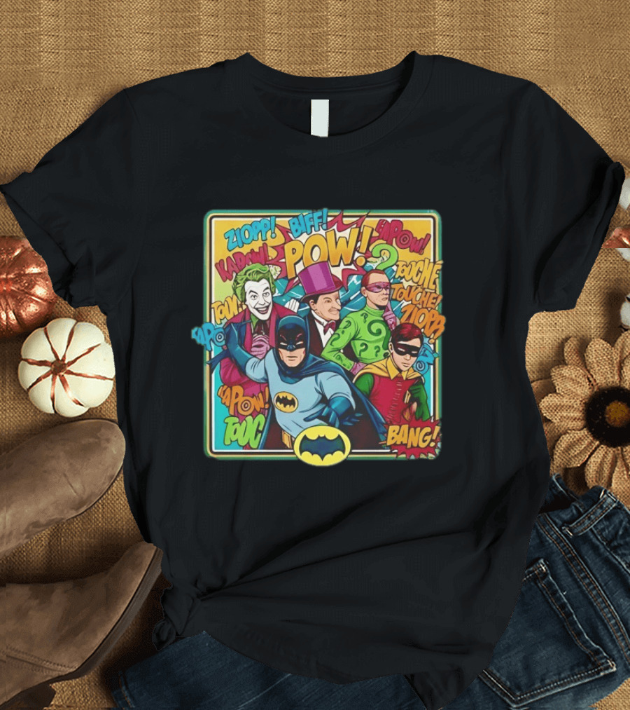 Batman Holy 50 Years POW BANG Joker Riddler Robin Comic T-Shirt