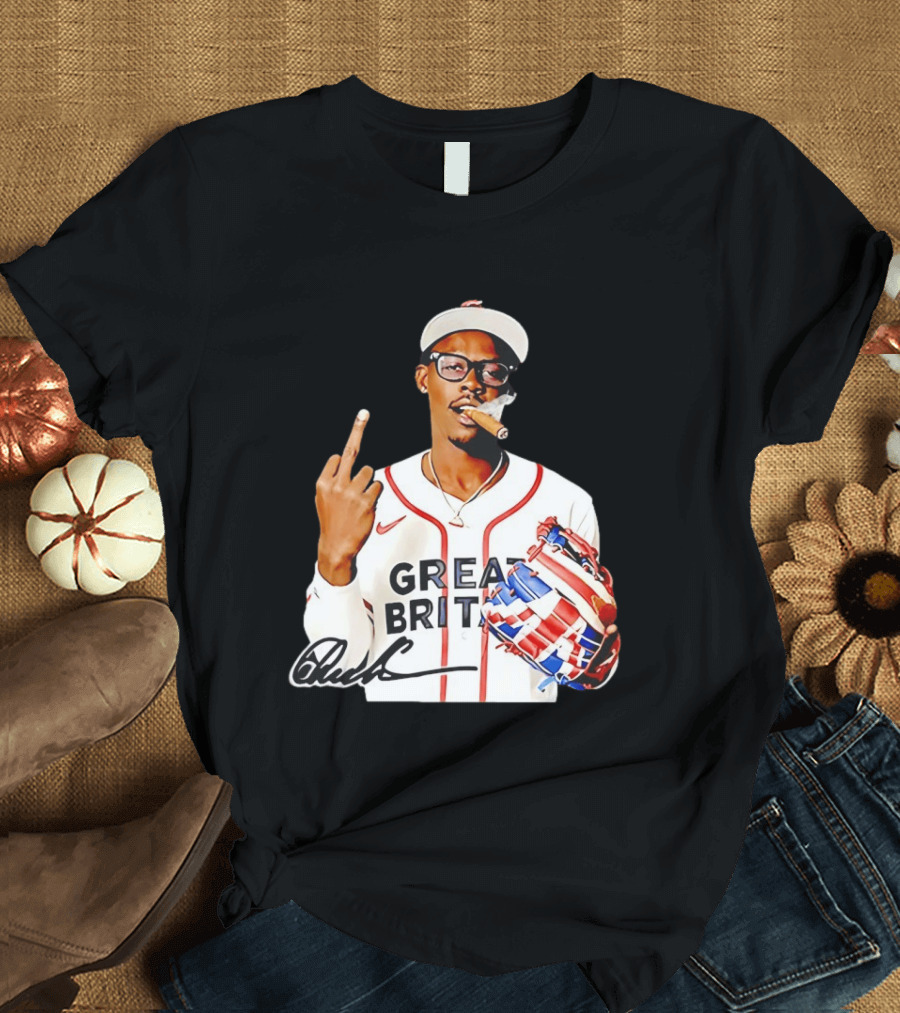 Jazz Chisholm Jr Great Britain Jersey Smoking Middle Finger Signature T-Shirt