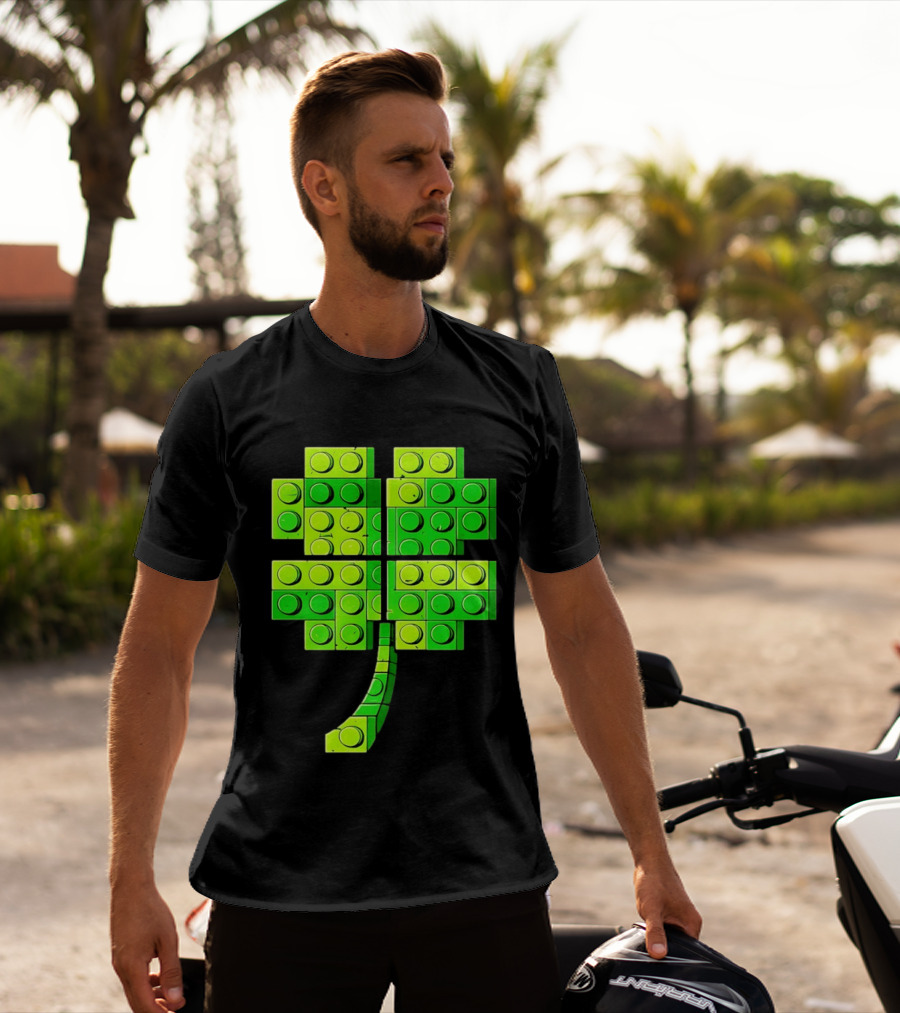 Shamrock Building Blocks Clover St Patrick's Day T-Shirt