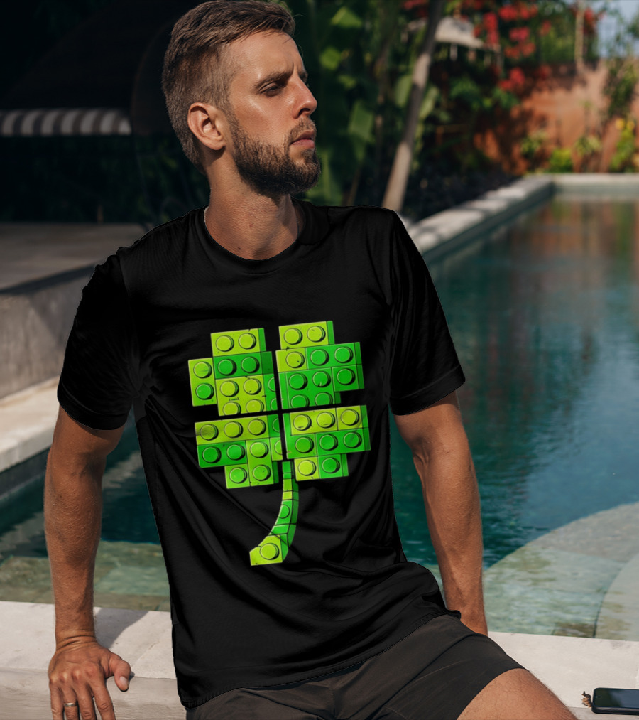 Shamrock Building Blocks Clover St Patrick's Day T-Shirt