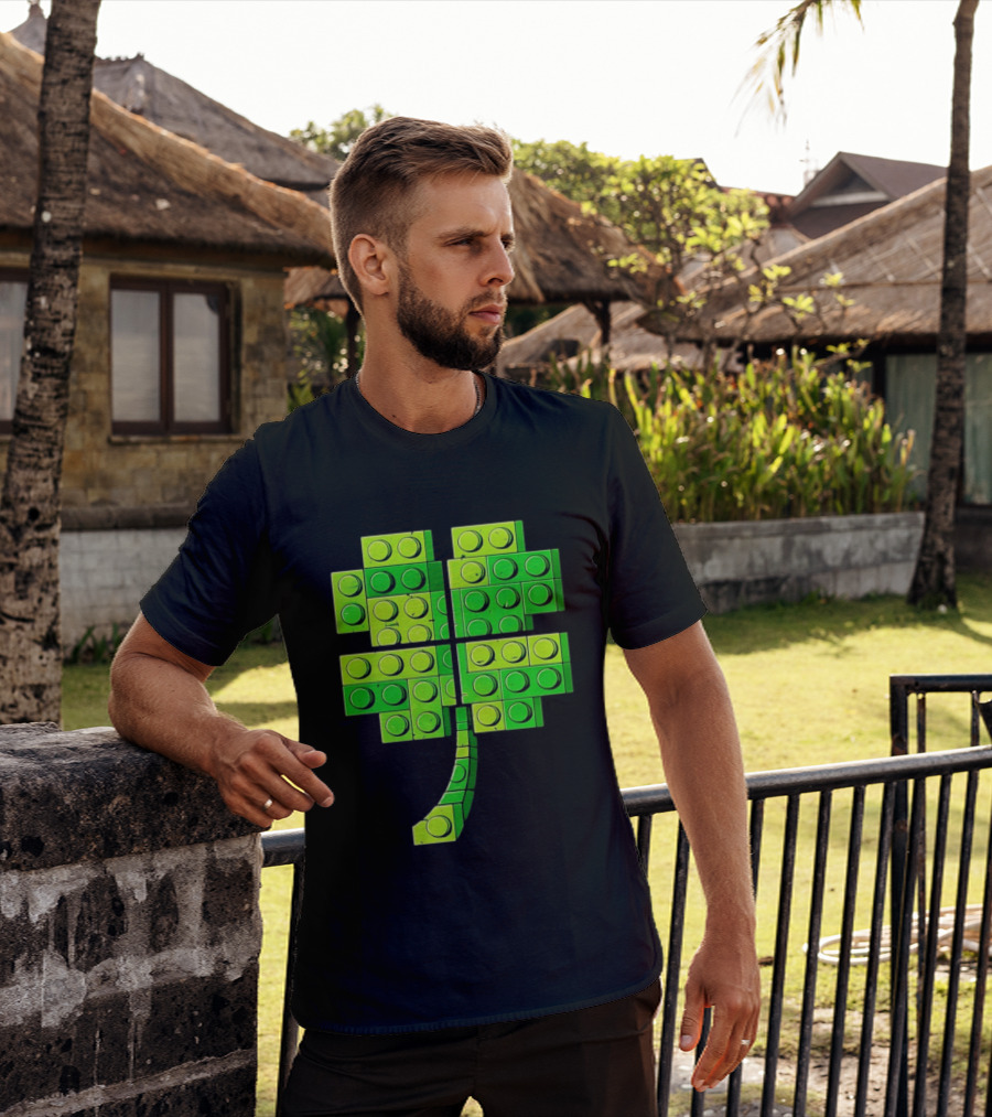 Shamrock Building Blocks Clover St Patrick's Day T-Shirt
