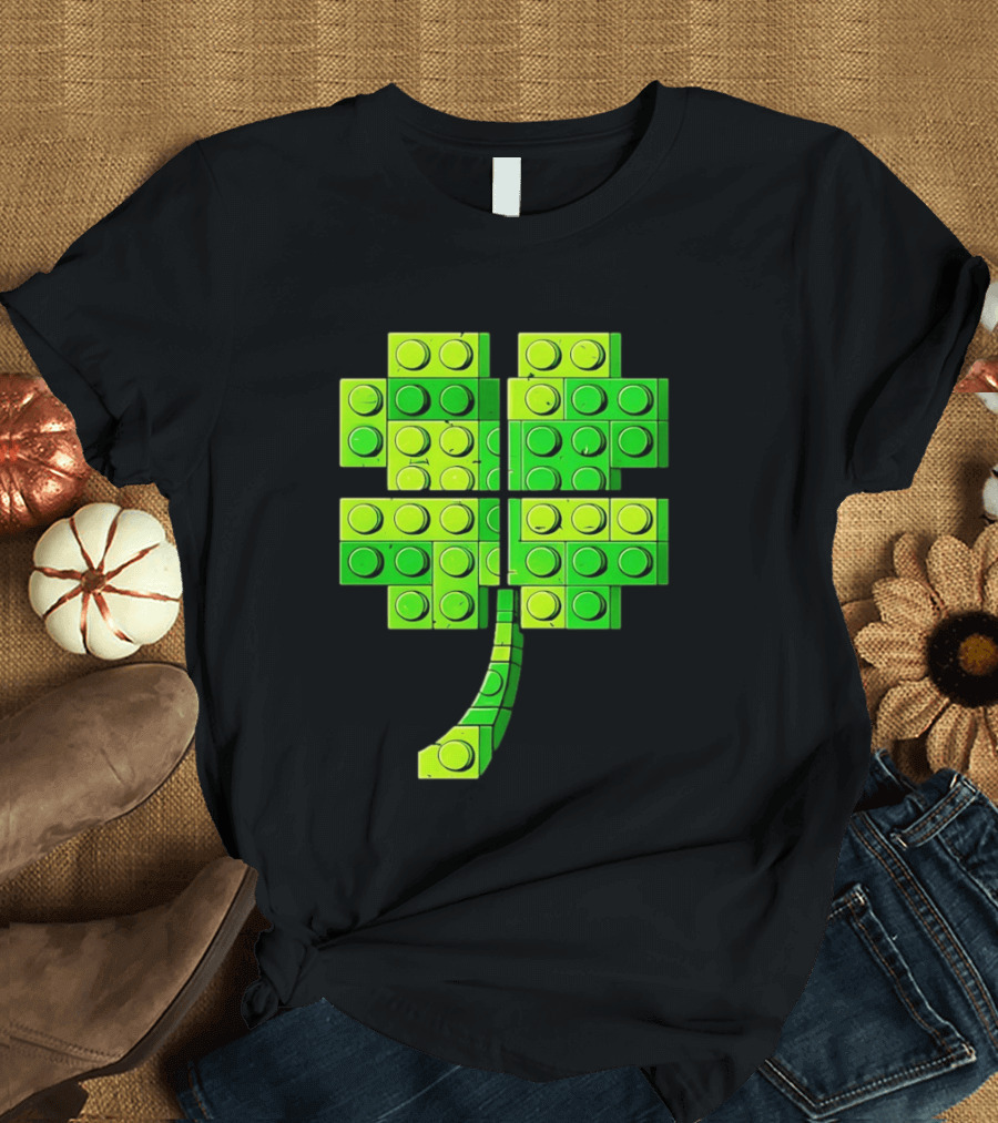 Shamrock Building Blocks Clover St Patrick's Day T-Shirt