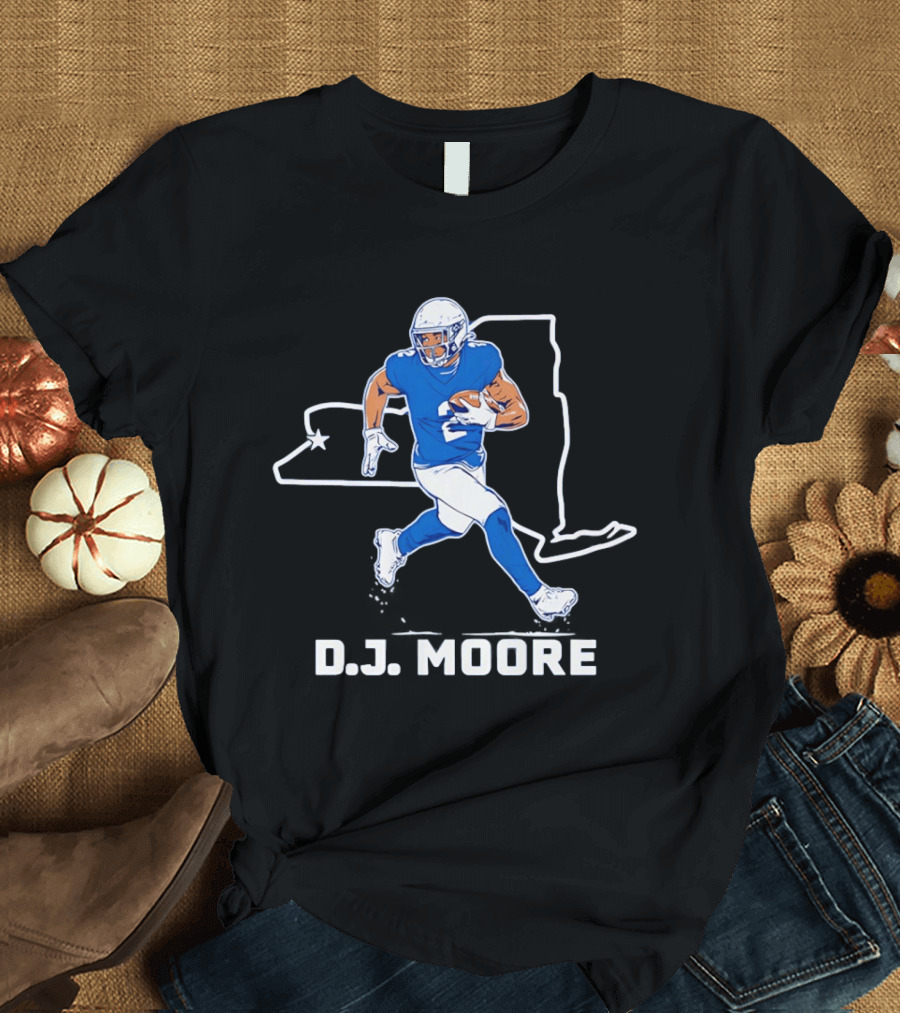 D.J. Moore 2 Buffalo Bills Wide Receiver New York Map T-Shirt