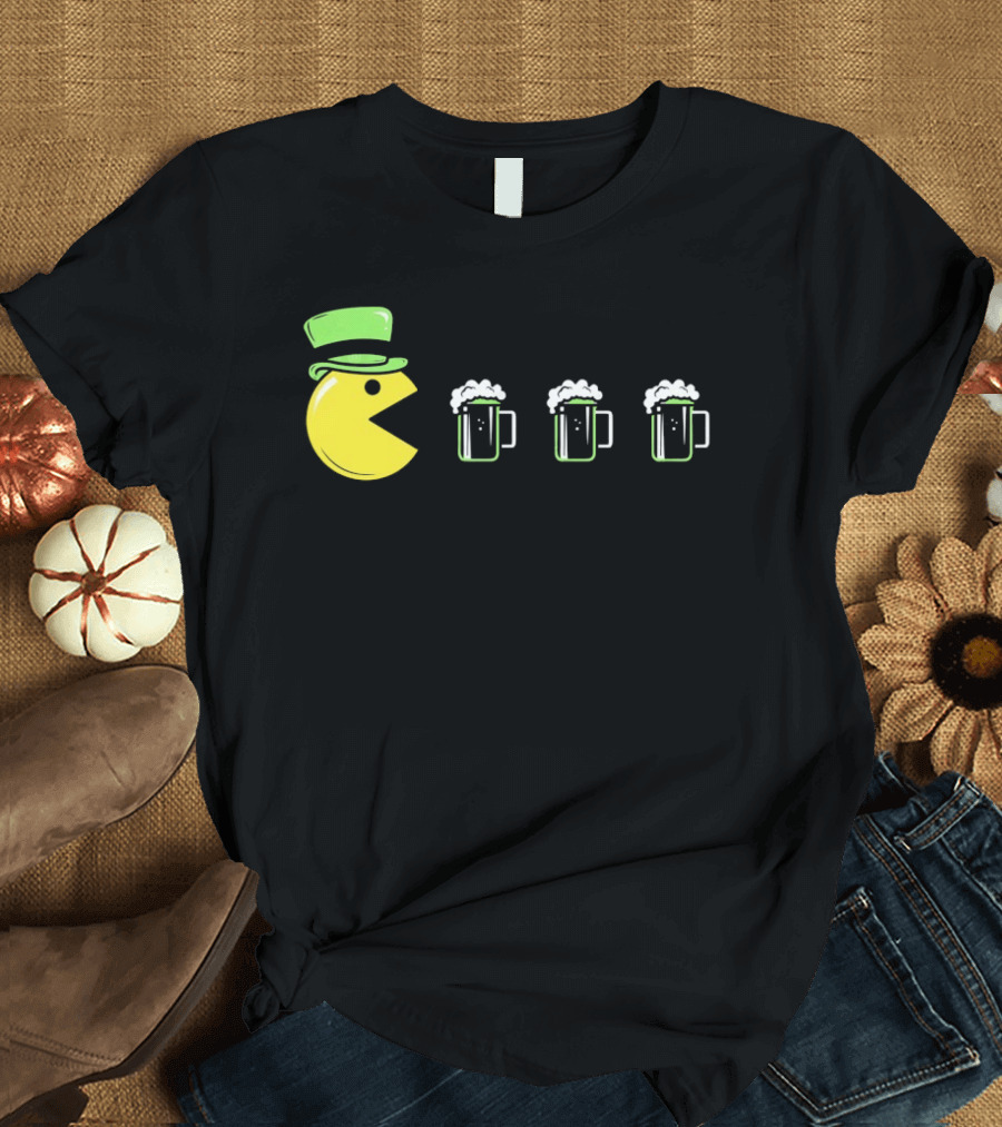 St Pacman's Day St Patrick's Day Beer And Classic Video Game Celebration T-Shirt