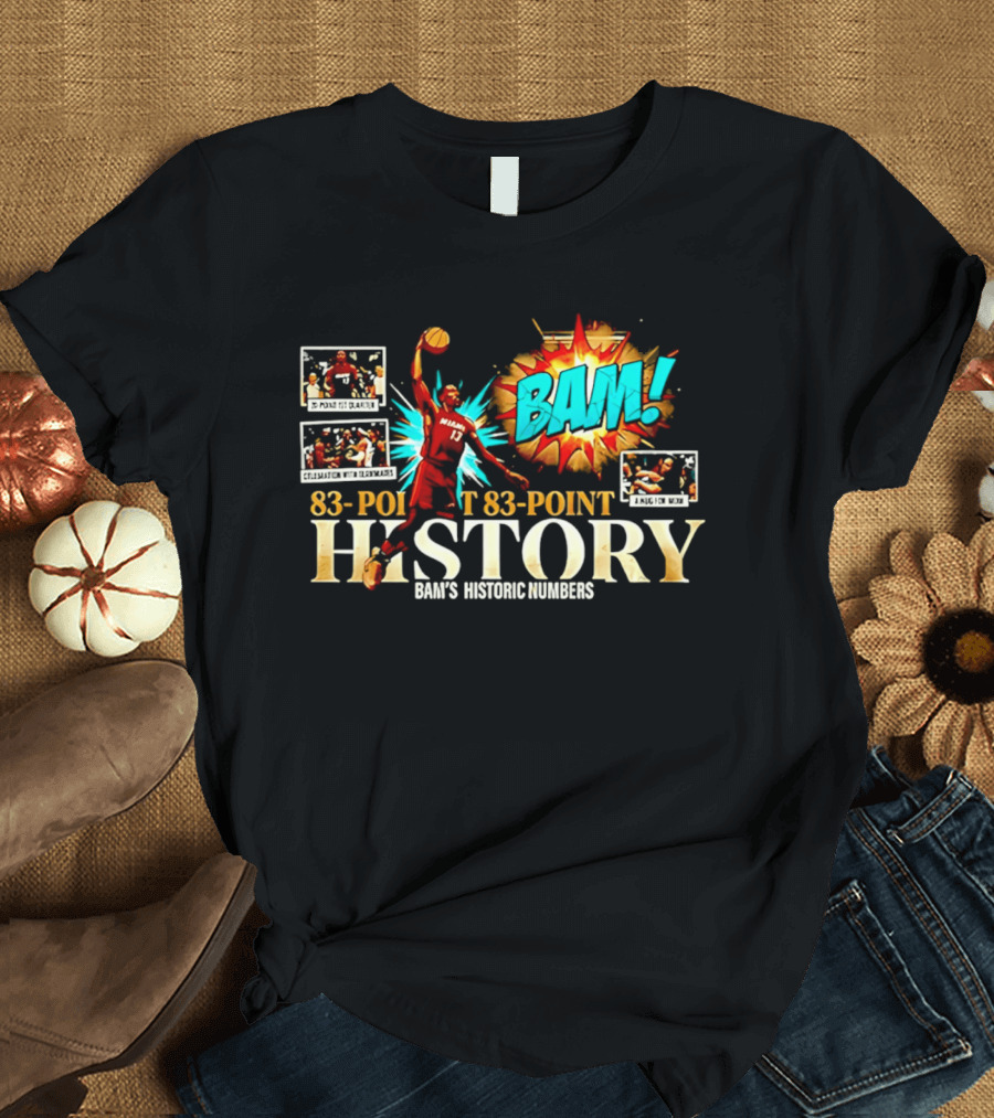 Miami Heat Bam Adebayo 83 Point History Bam's Historic Dunkers Comic T-Shirt