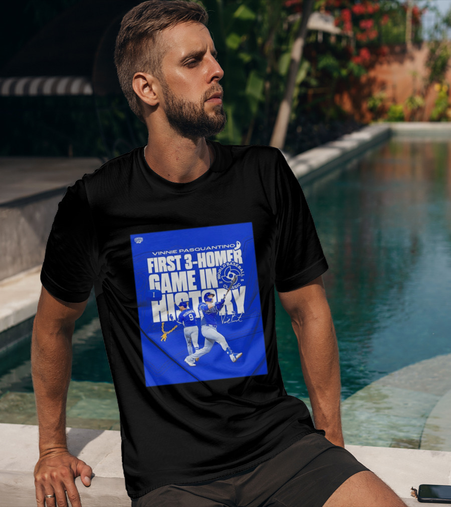 Vinnie Pasquantino First 3 Homer Game World Baseball Classic 2026 History T-Shirt