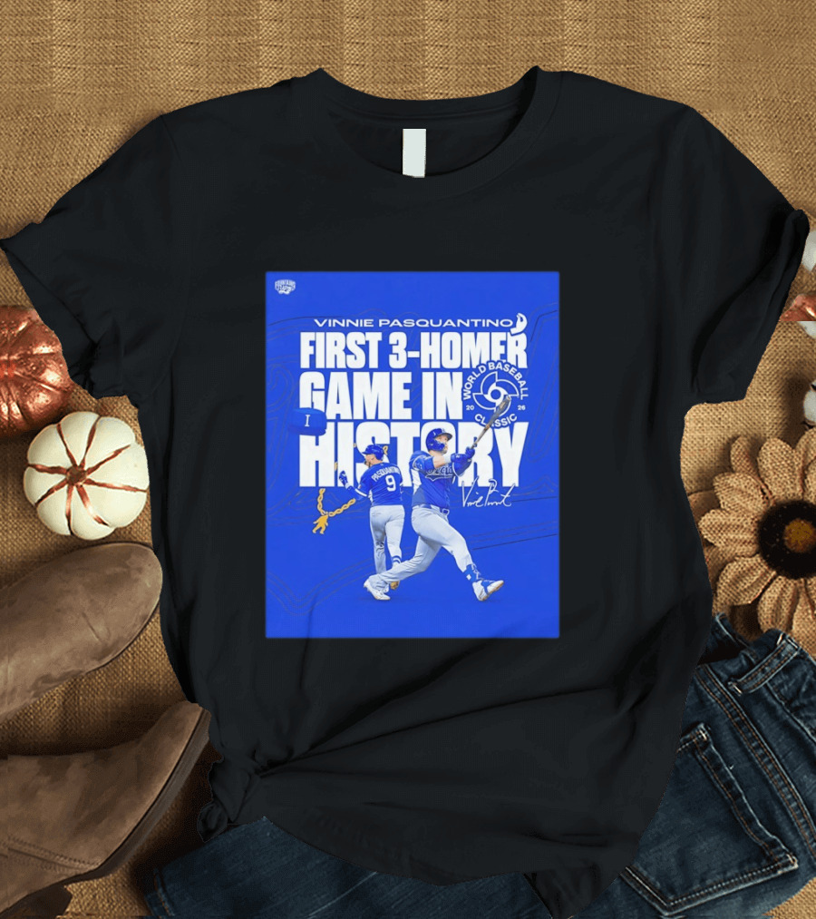 Vinnie Pasquantino First 3 Homer Game World Baseball Classic 2026 History T-Shirt