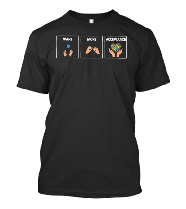 Accept Understand Love Hands Sign With Cube And Puzzle Heart T-Shirt