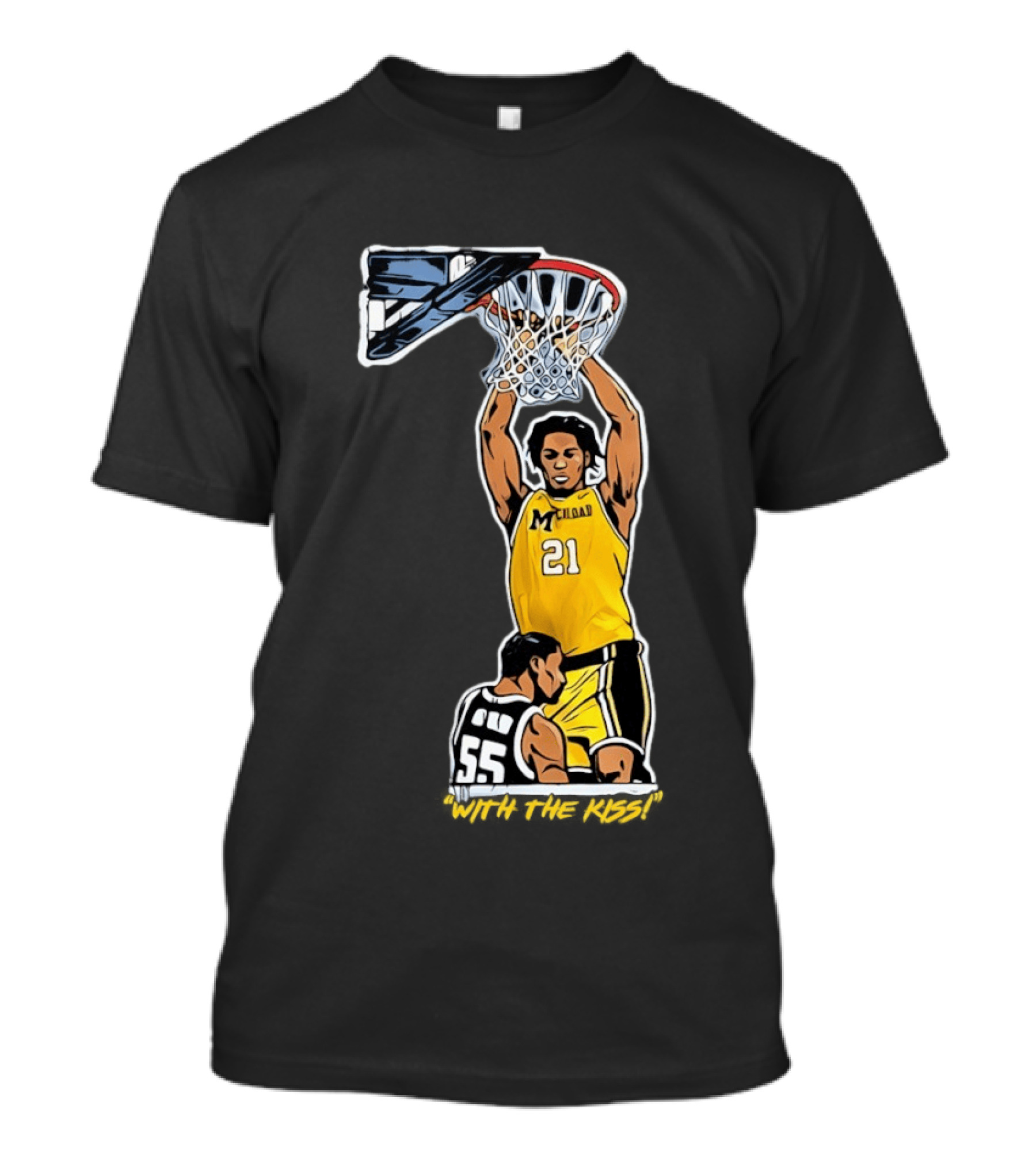With The Kiss Morez Johnson MT Yellow Dunk Michigan Wolverines T-Shirt