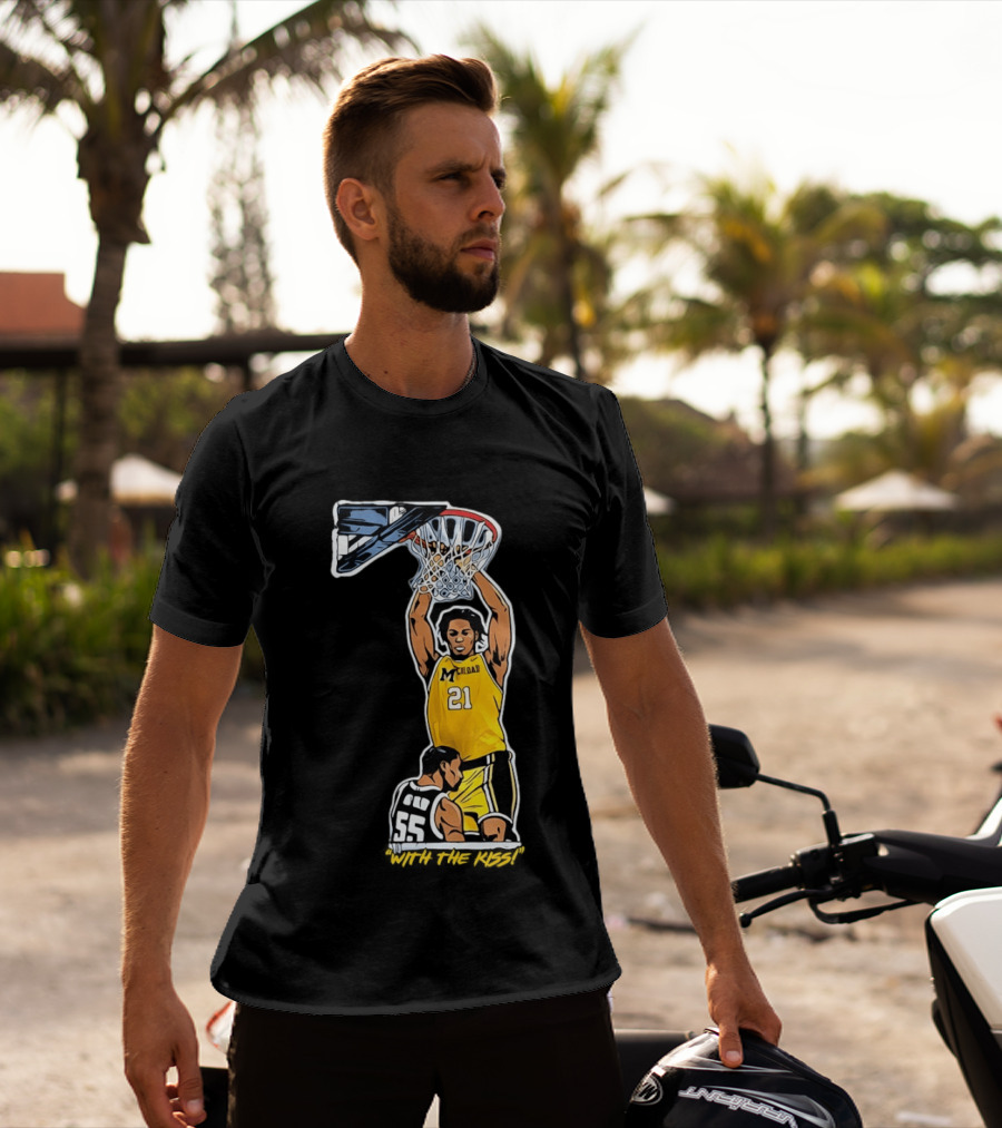 With The Kiss Morez Johnson MT Yellow Dunk Michigan Wolverines T-Shirt